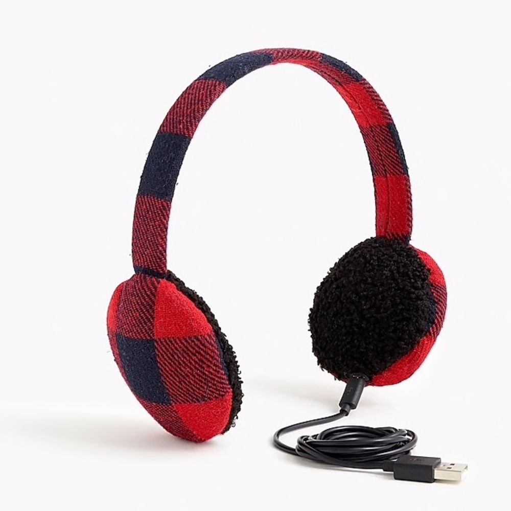 J Crew Bluetooth Earmuffs Red Black Buffalo Plaid
